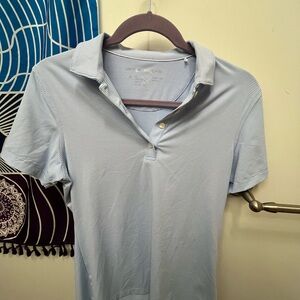 Women’s Light Blue Striped Polo Shirt